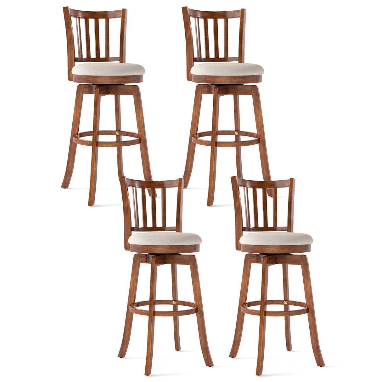 360 ° Rotating Counter Height Chairs Set of 4 with Backrest and Upholstered Seat-29 inches