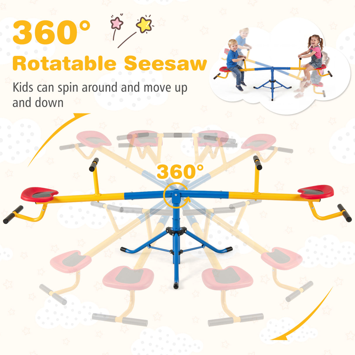 360 °Rotation Kids Seesaw Swivel Teeter Totter Playground Equipment