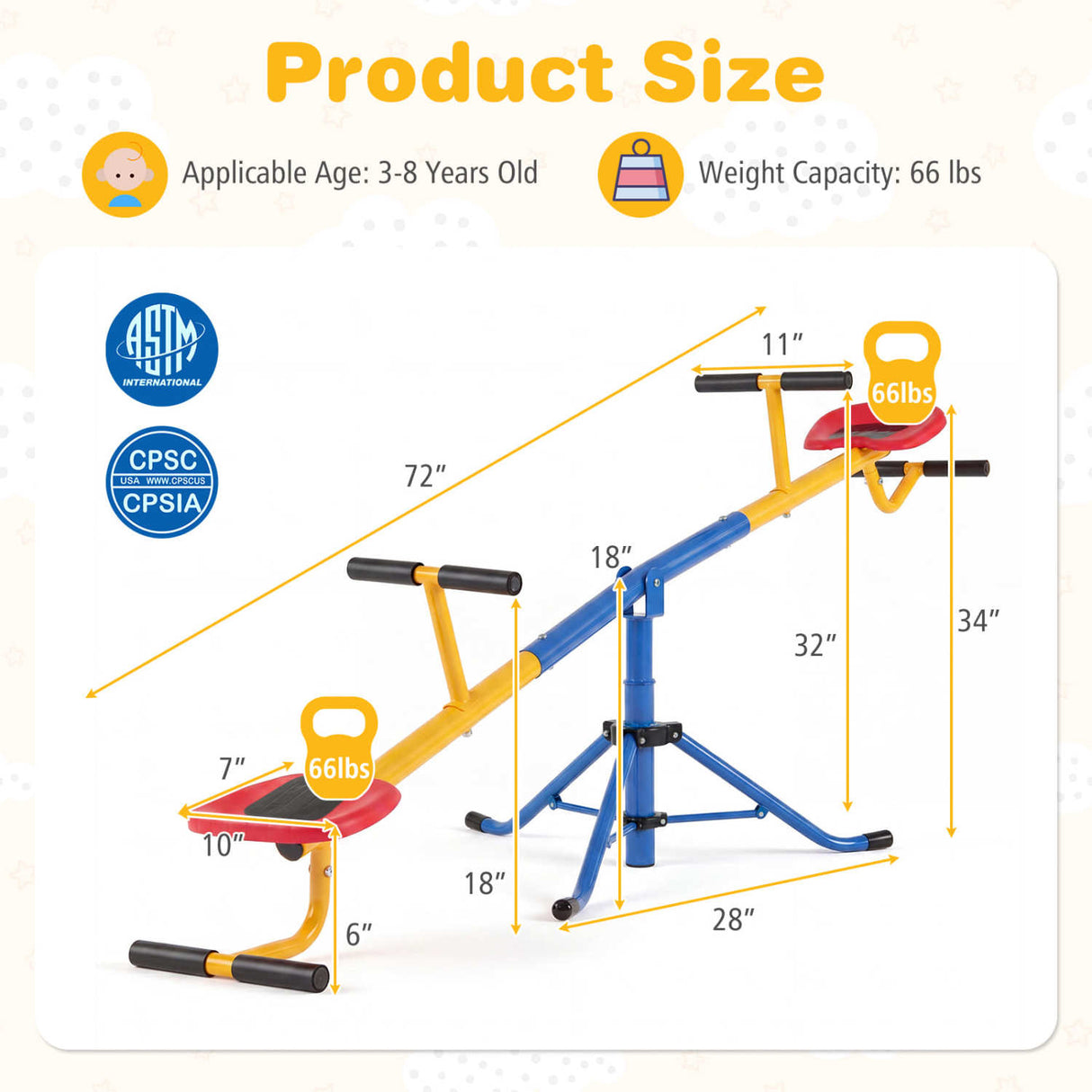 360 °Rotation Kids Seesaw Swivel Teeter Totter Playground Equipment