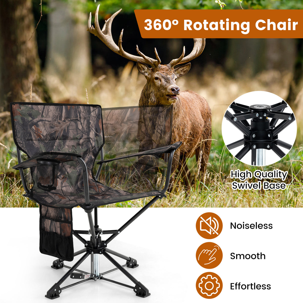 360 ° Swivel Hunting Chair Portable Foldable Hunting Chair Set of 2-Camo