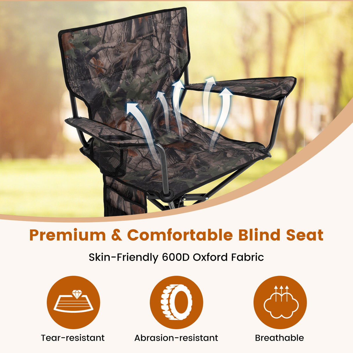 360 ° Swivel Hunting Chair Portable Foldable Hunting Chair Set of 2-Camo