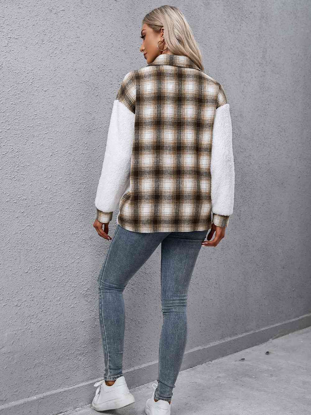 Timeless Modern Plaid Collared Neck Button Down Jacket Casual Simple Jacket For Women Classic Jacket