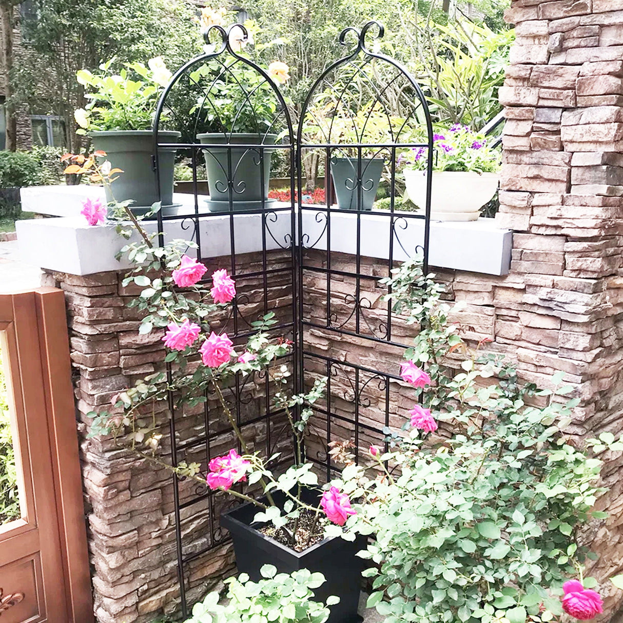 Metal Garden Rustproof Trellis For Climbing Plants Outdoor Flower Support by Couch.com