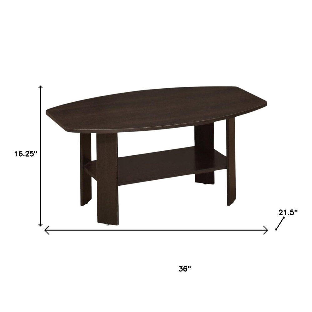 Set of Three 36" Brown Coffee Table With Shelf