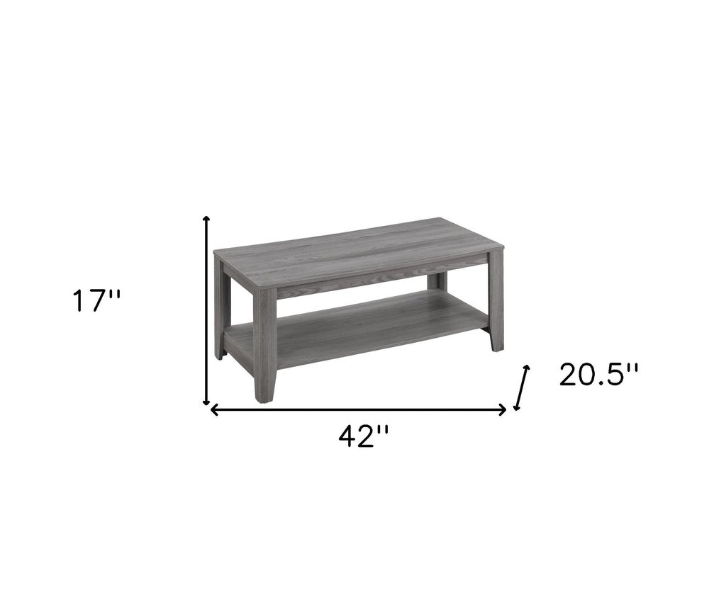 Set of Three 42" Gray Coffee Table With Shelf