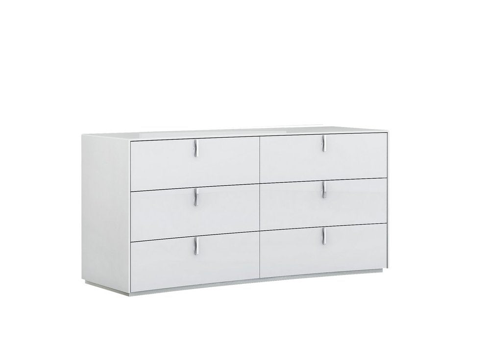 62" White Wood Six Drawer Double Dresser