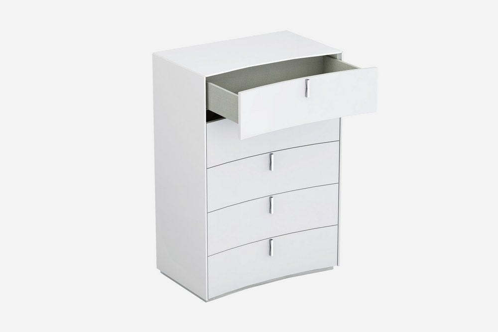 31" White Wood Five Drawer Gentlemens Chest