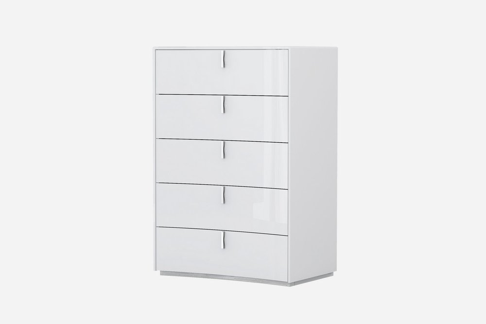 31" White Wood Five Drawer Gentlemens Chest