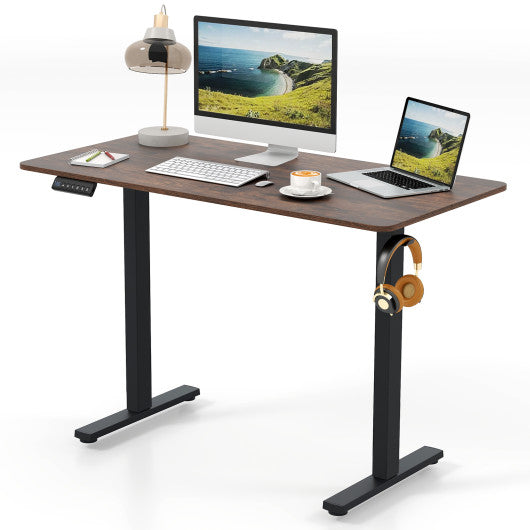 48 Inch x 24 Inch Ergonomic Electric Standing Desk with 3 Memory Settings for Home Office-Rustic Brown