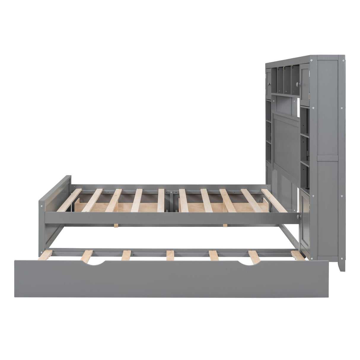 Bed With All In One Cabinet, Shelf And Sockets, Trundle by Couch.com