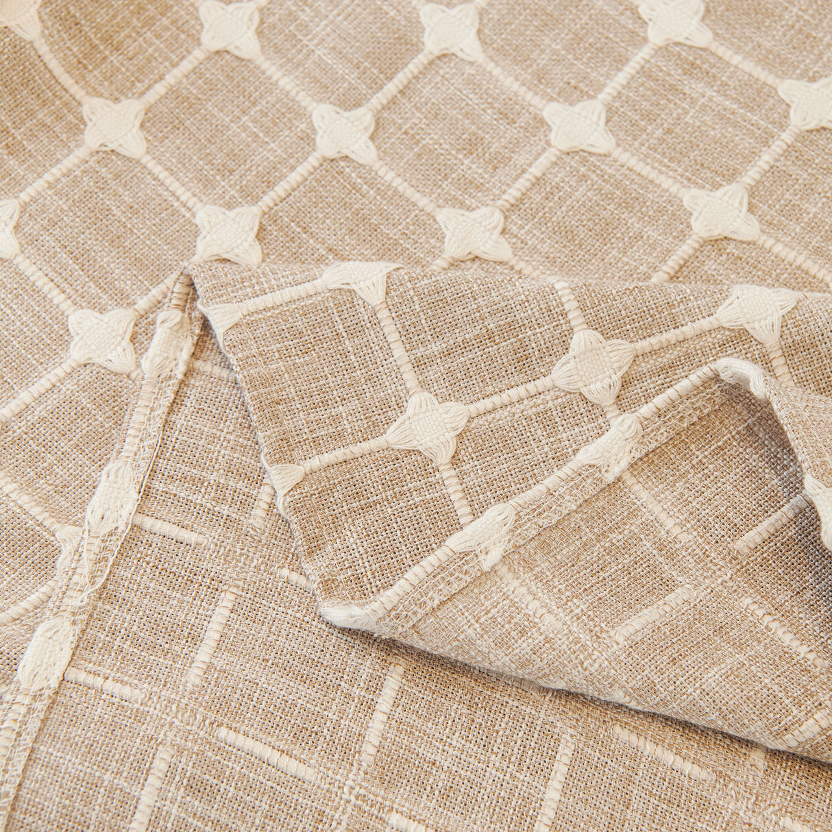 Grid Textured Sofa Cover with Sheer Ruffle Skirt, Pet-Friendly Sofa Throw Slipcover