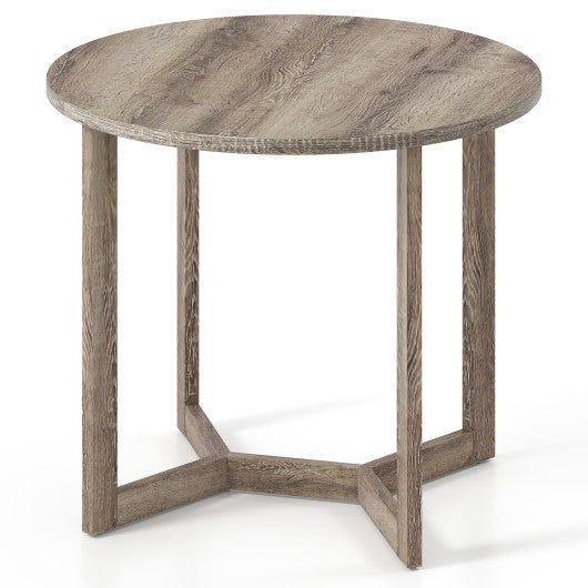 36 Inch Round Wood Dining Table for 2-4 People with Wing-shaped Pedestal Base-Grey