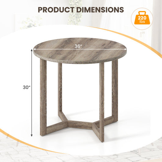 36 Inch Round Wood Dining Table for 2-4 People with Wing-shaped Pedestal Base-Grey