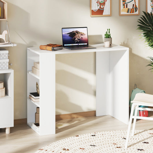 36 Inch White Computer Desk with 3 Open Shelves for Home Office Study-White