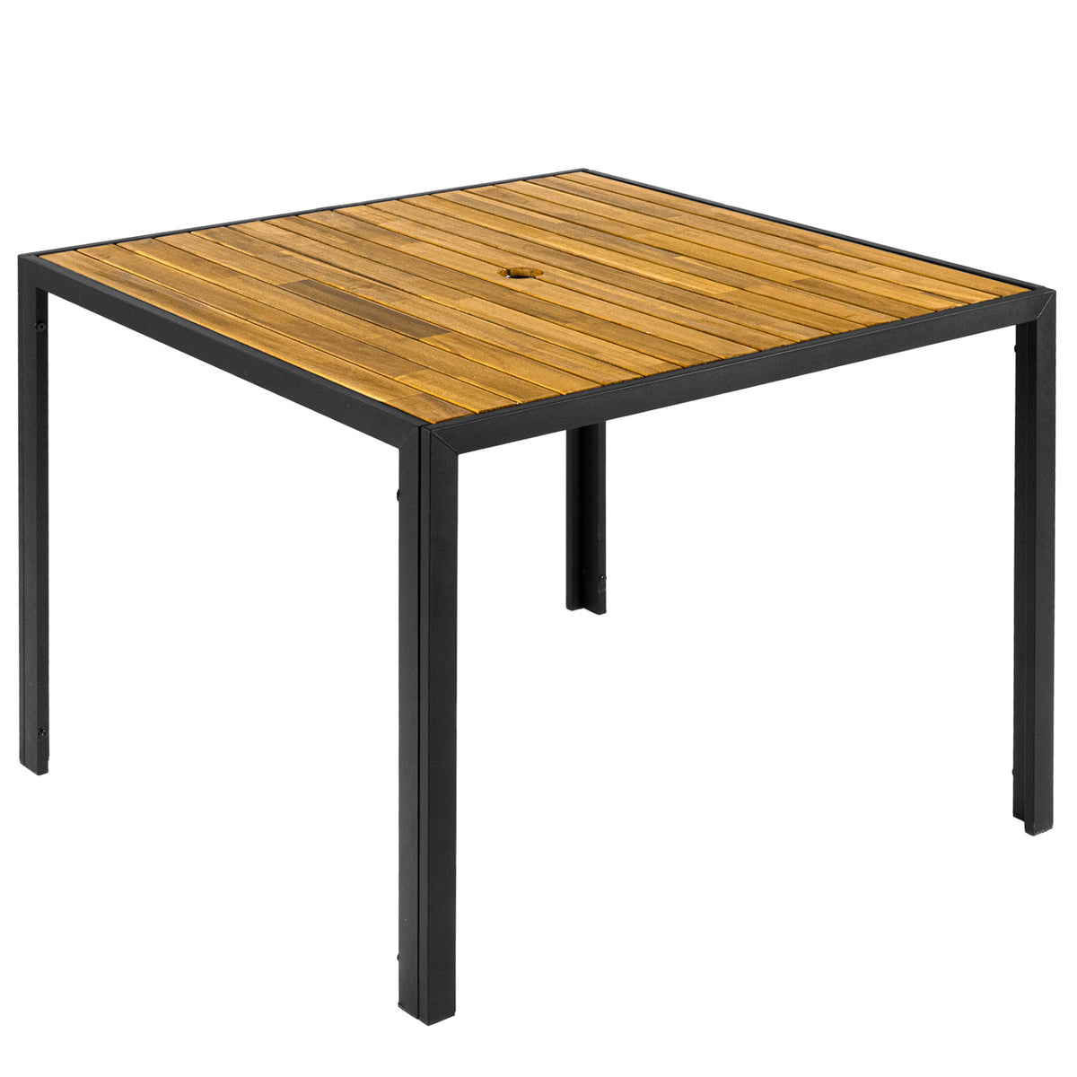 36 Inch Square Outdoor Dining Table for 4 with Slatted Top for Porch