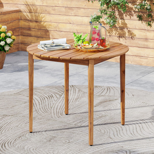 36 inch Acacia Wood Round Outdoor Dining Table for 4 People