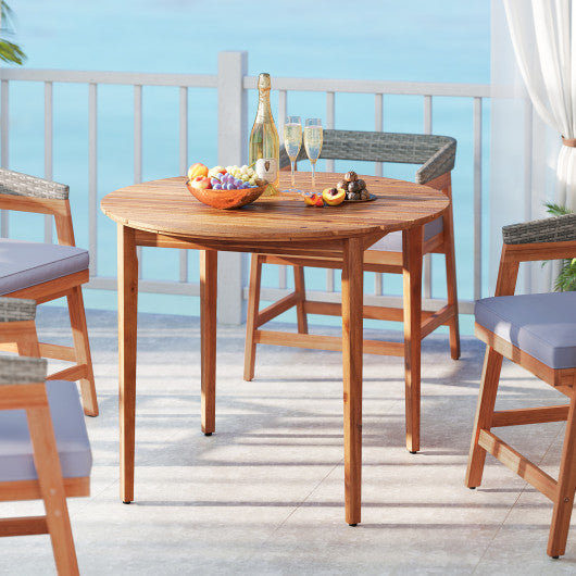 36 inch Acacia Wood Round Outdoor Dining Table for 4 People