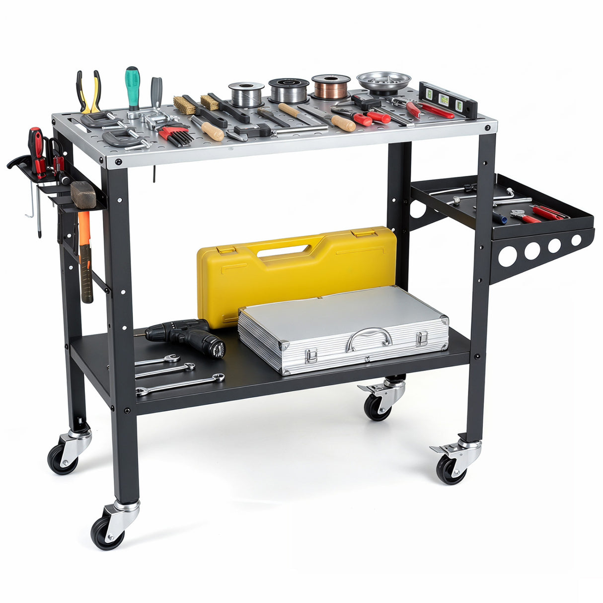 Welding Table 36x18" with Lockable Wheels and 144 Fixture Holes and Tool Slots