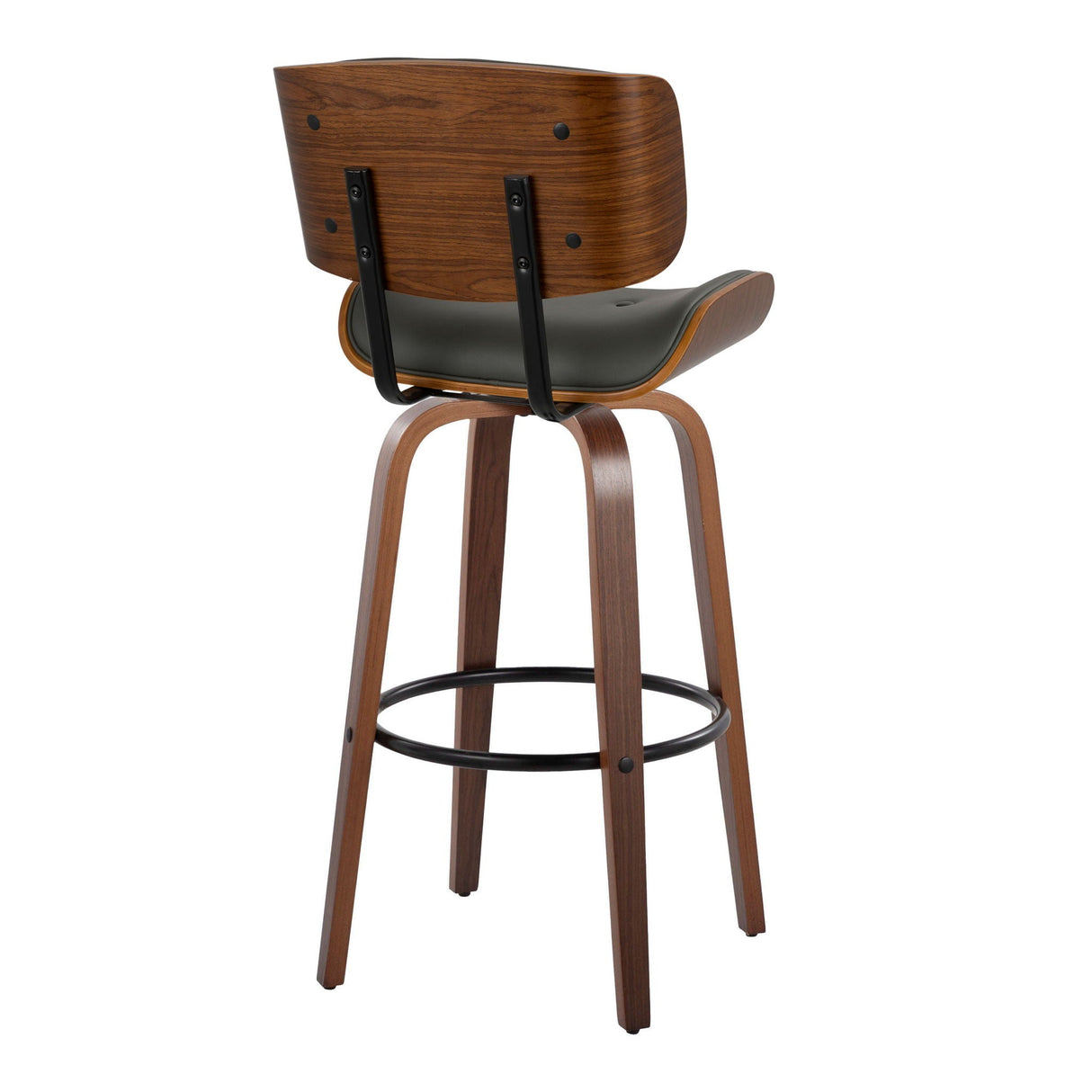 Lombardi - Mid-Century Modern Fixed Height Barstool With Swivel With Round Footrest (Set of 2) by Couch.com