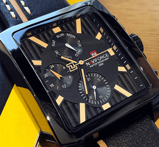 Men's Waterproof Watch With Leather Belt And Chronometers Retro Style Unique Shape Excellent Gift