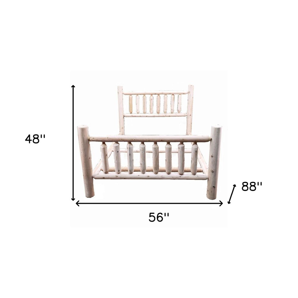 Natural Unfinished Low Post Cedar Log Double Bed