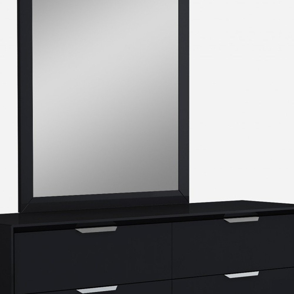63" Black Solid Wood Six Drawer