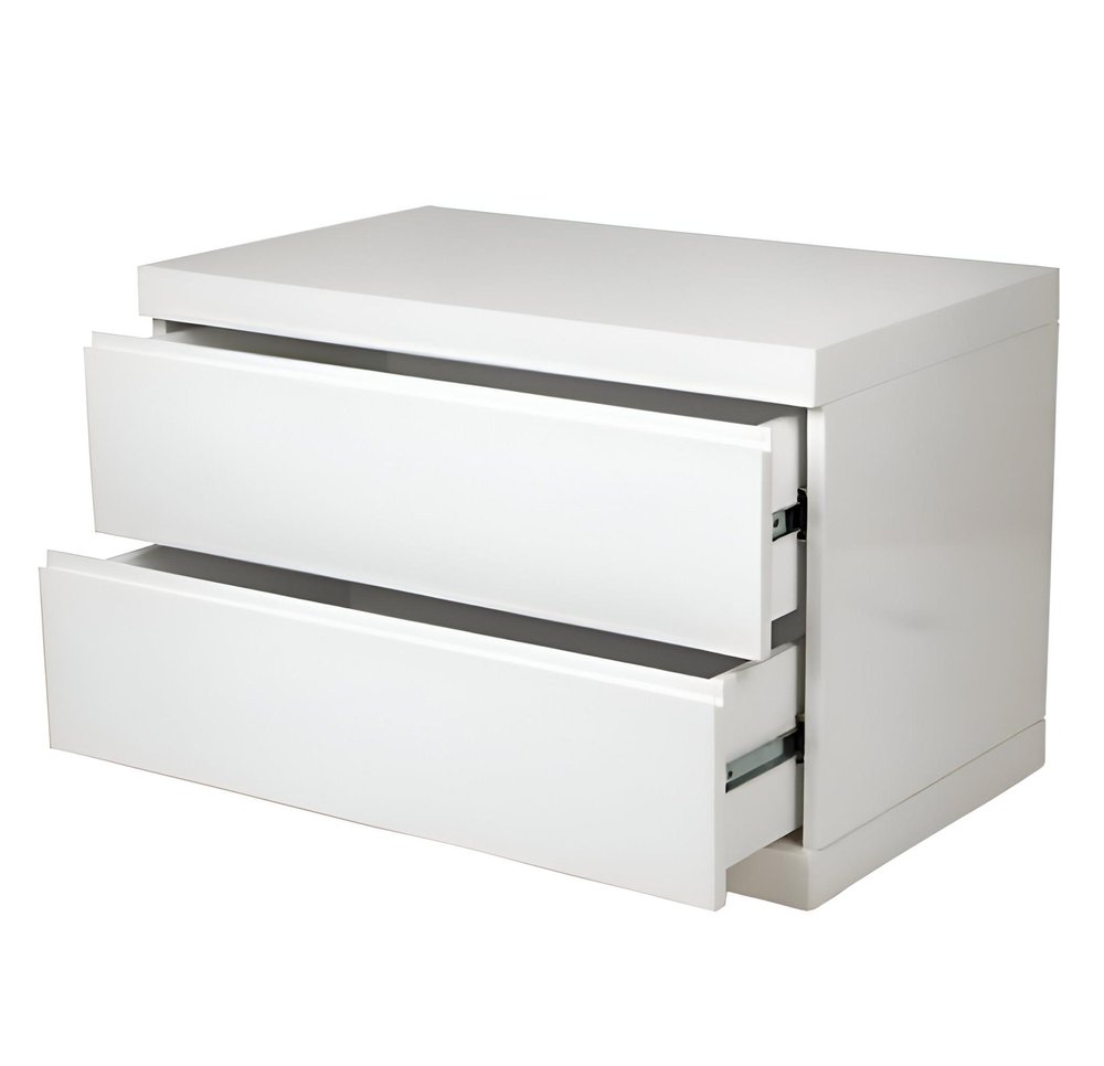20" White Wood Two Drawer Nightstand