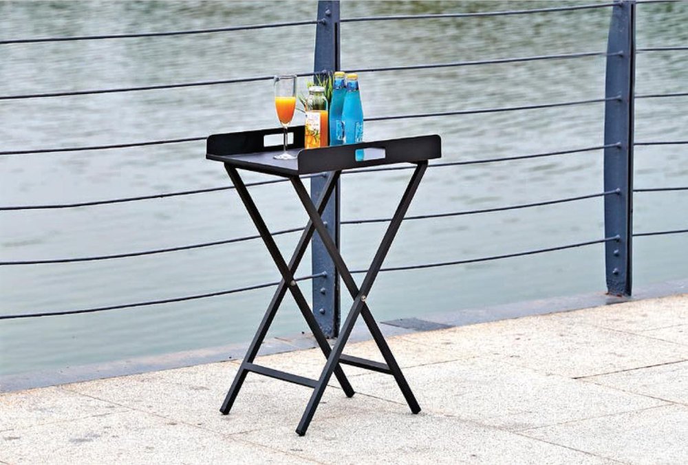 19" Gray Aluminum Outdoor Side Table