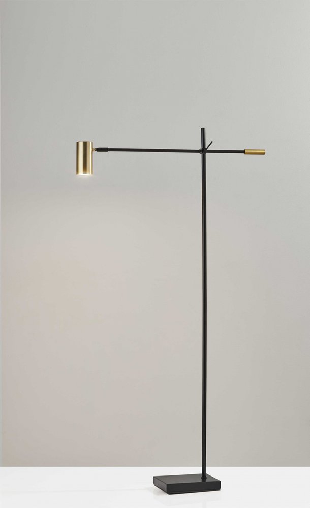 63" Silver LED Task Floor Lamp With Silver Metal Drum Shade