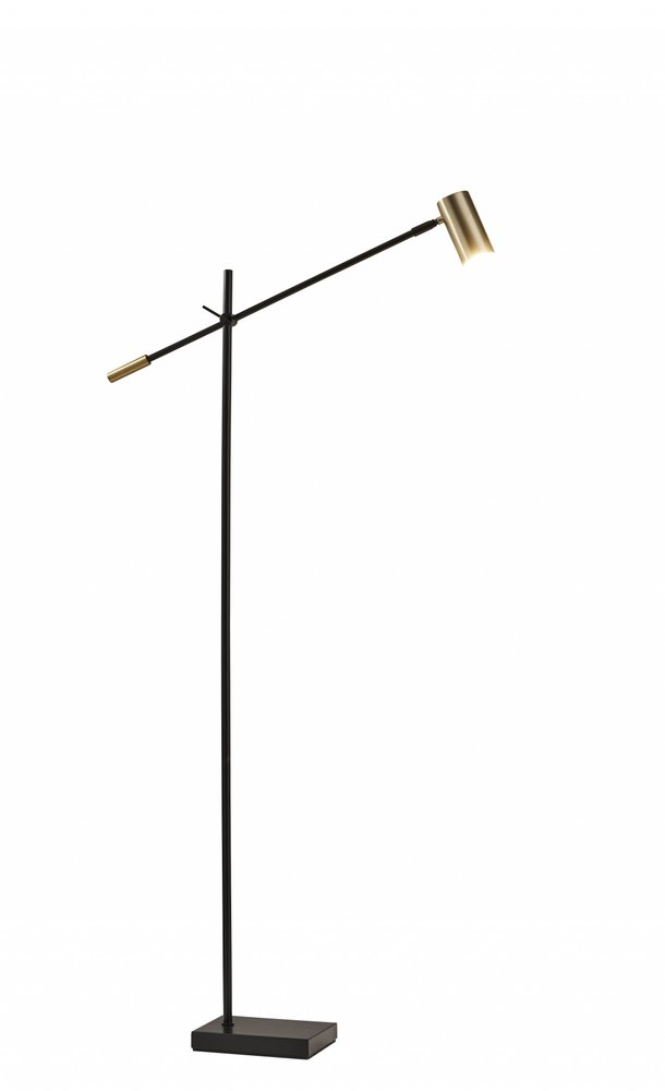 63" Silver LED Task Floor Lamp With Silver Metal Drum Shade