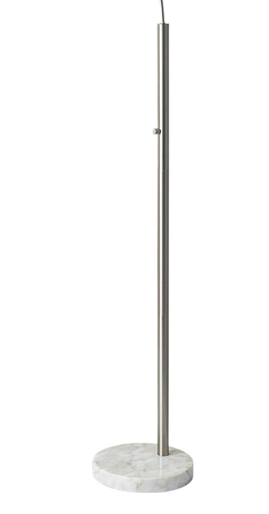 74" Silver Metal Arched Floor Lamp With Gray Linen Drum Shade