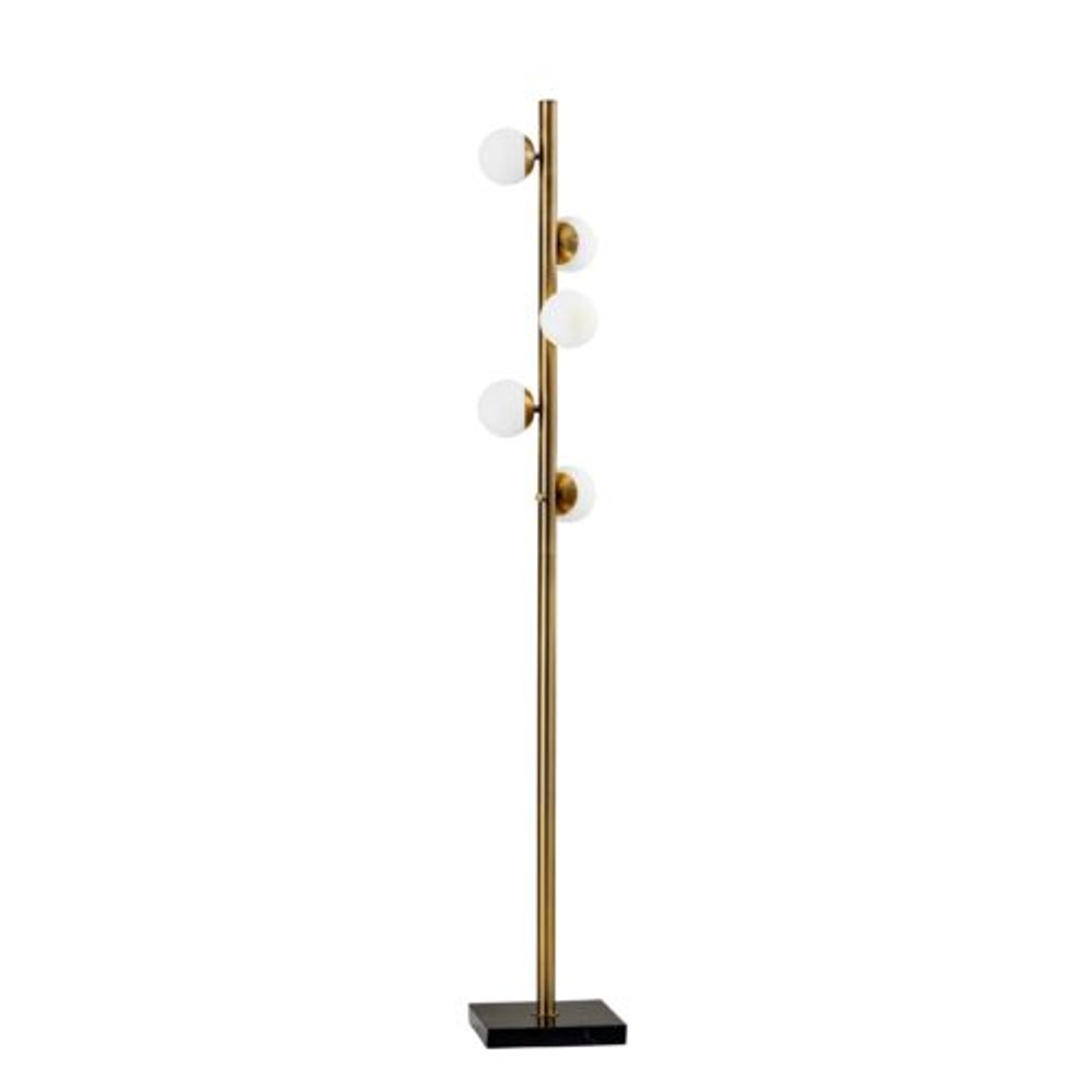 65" Brass LED With White Glass Shade