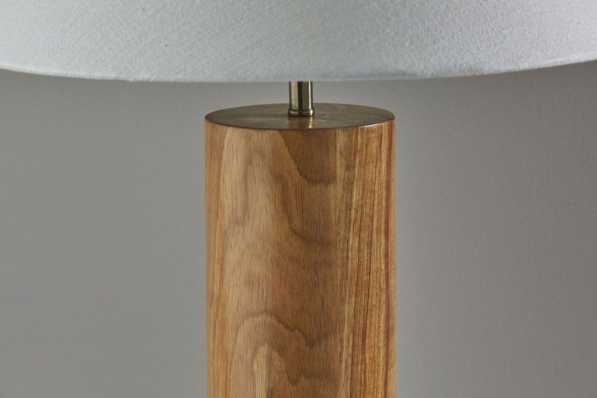 26" Natural Column Lamp With Cone Shade