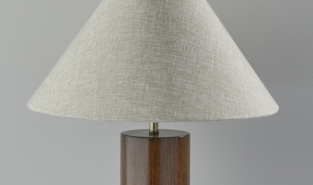 26" Natural Column Lamp With Cone Shade