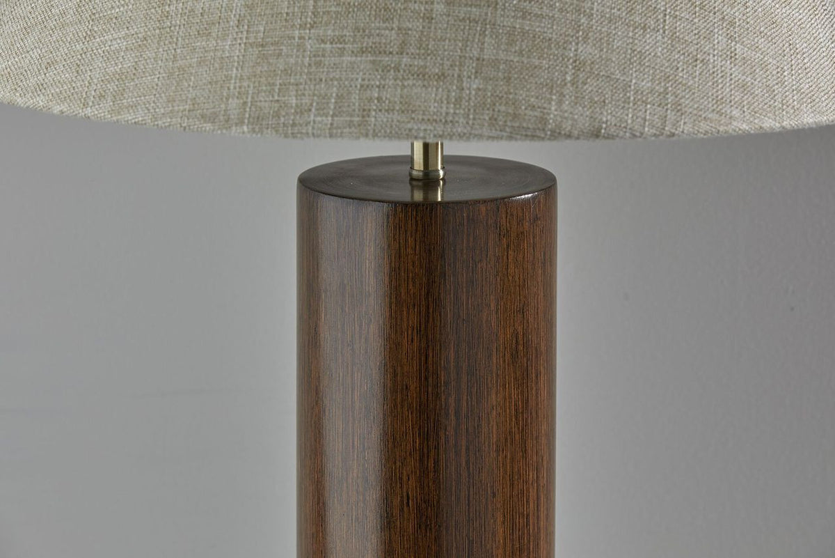 26" Natural Column Lamp With Cone Shade