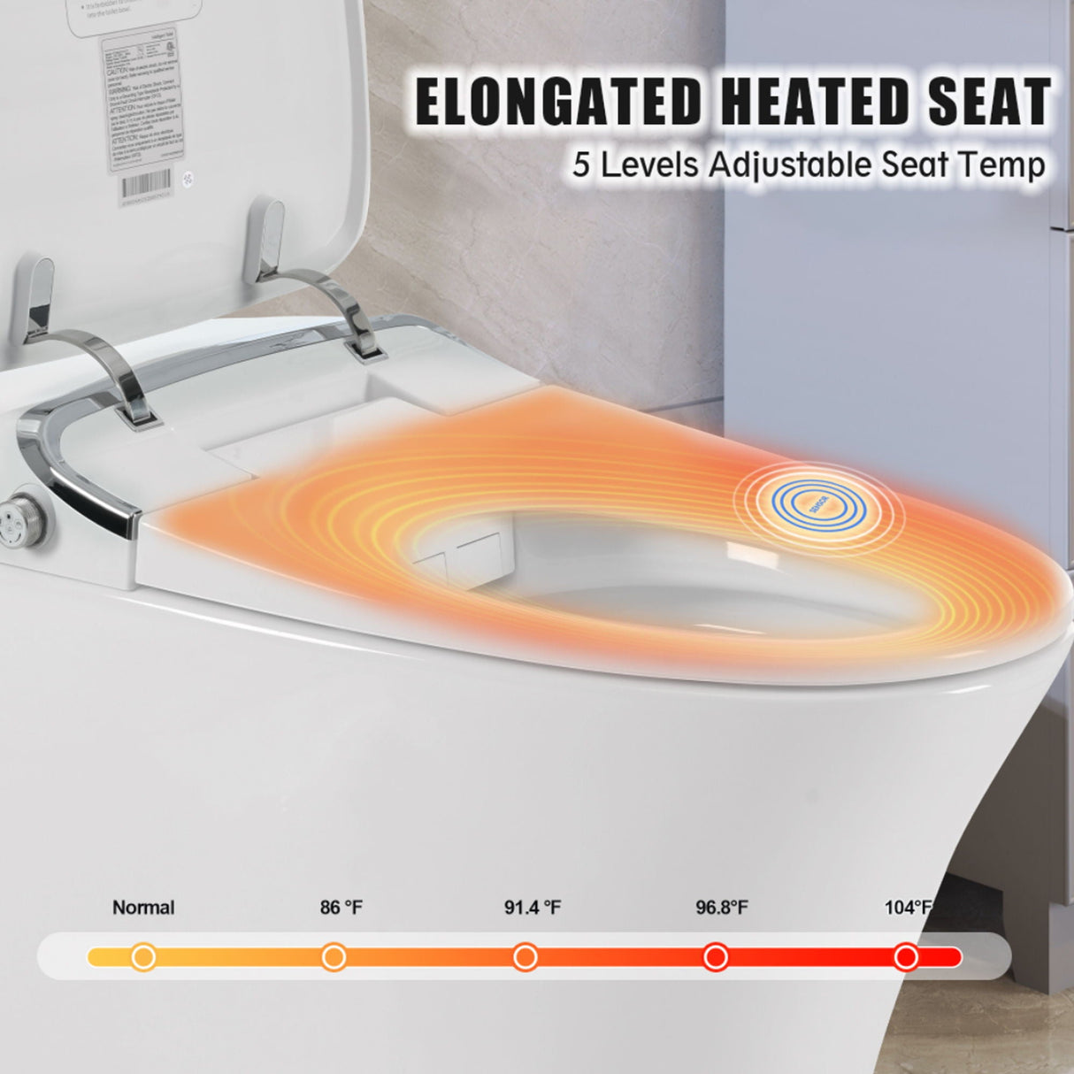 Luxury Smart Toilet With Dryer And Warm Water, Elongated Bidet Toilet With Heated Seat, With Remote Control, Led Night Light, Power Outage Flushing, Soft Close Cover - White by Couch.com
