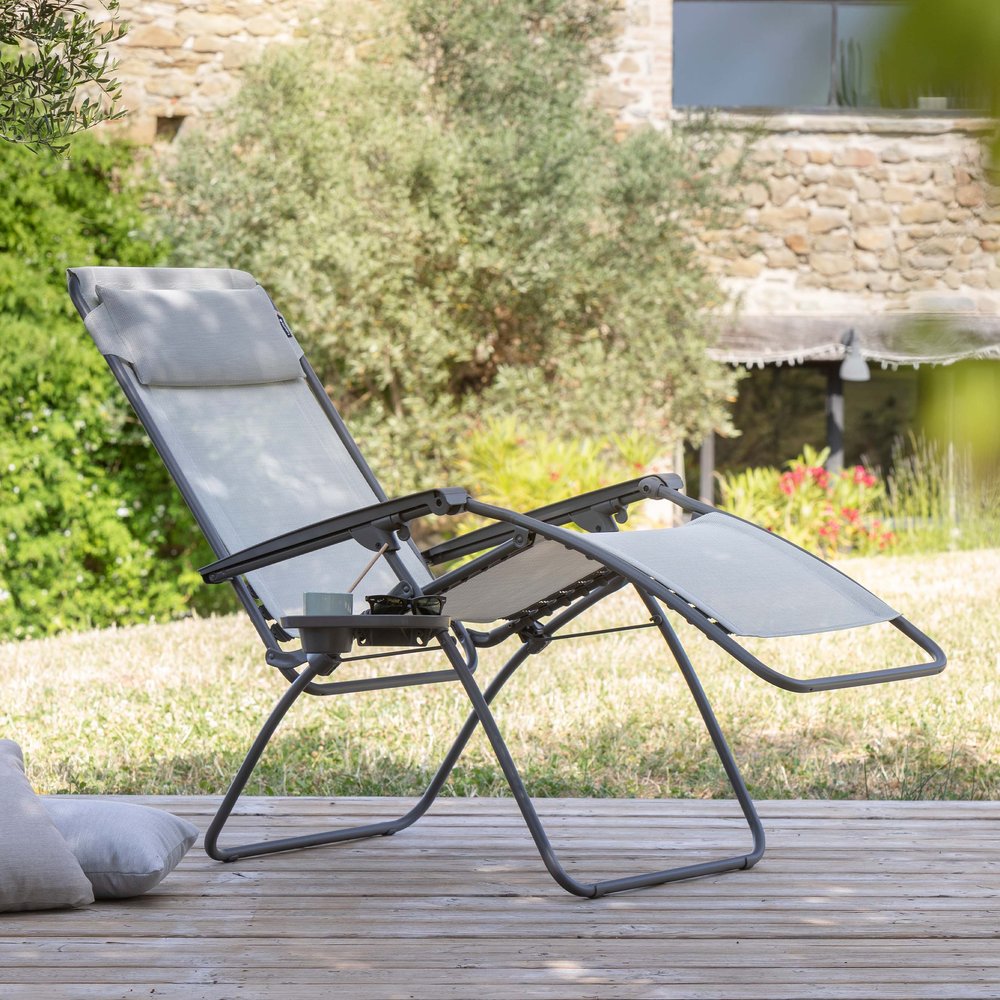 27" Gray Steel Outdoor Zero Gravity Chair
