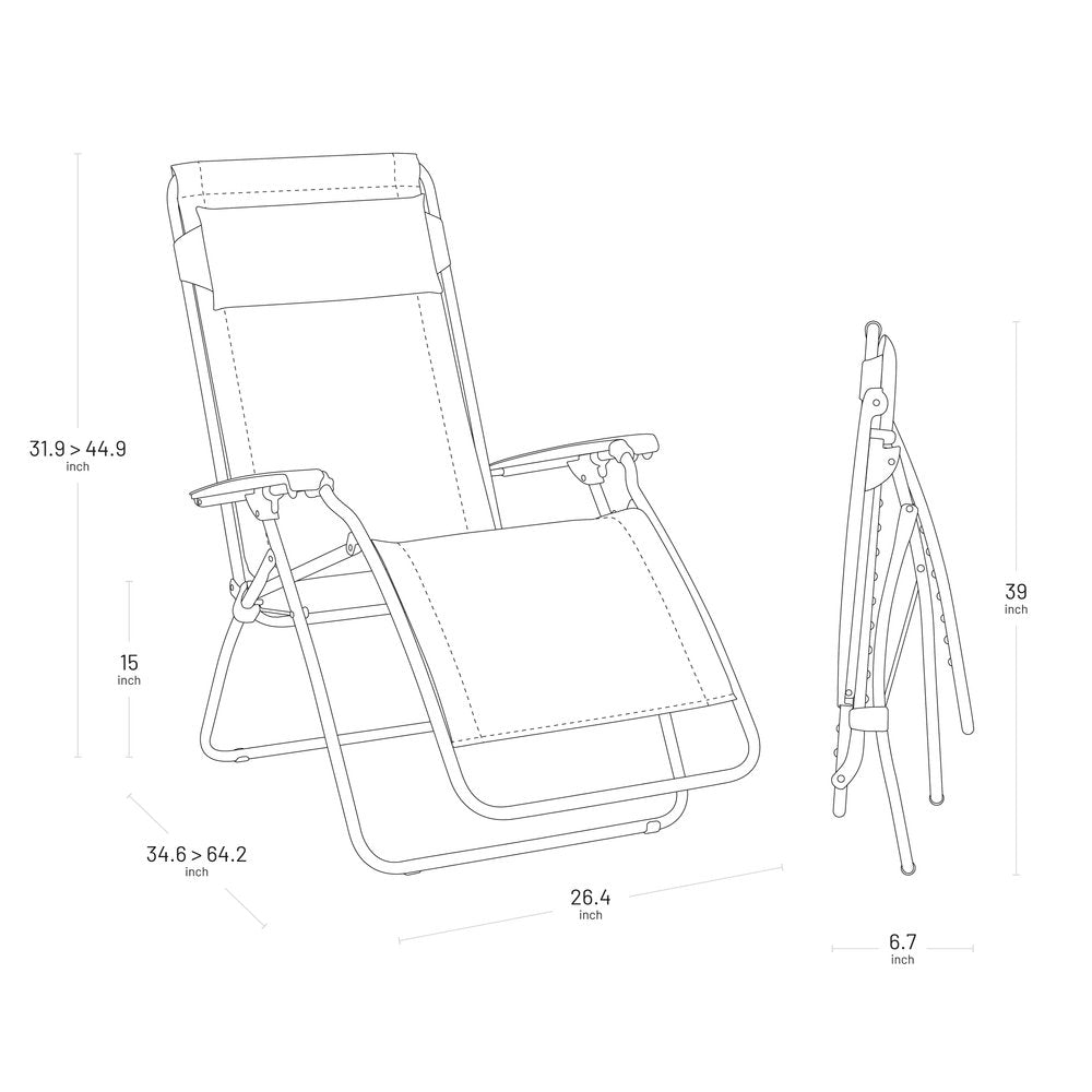 27" Gray Steel Outdoor Zero Gravity Chair