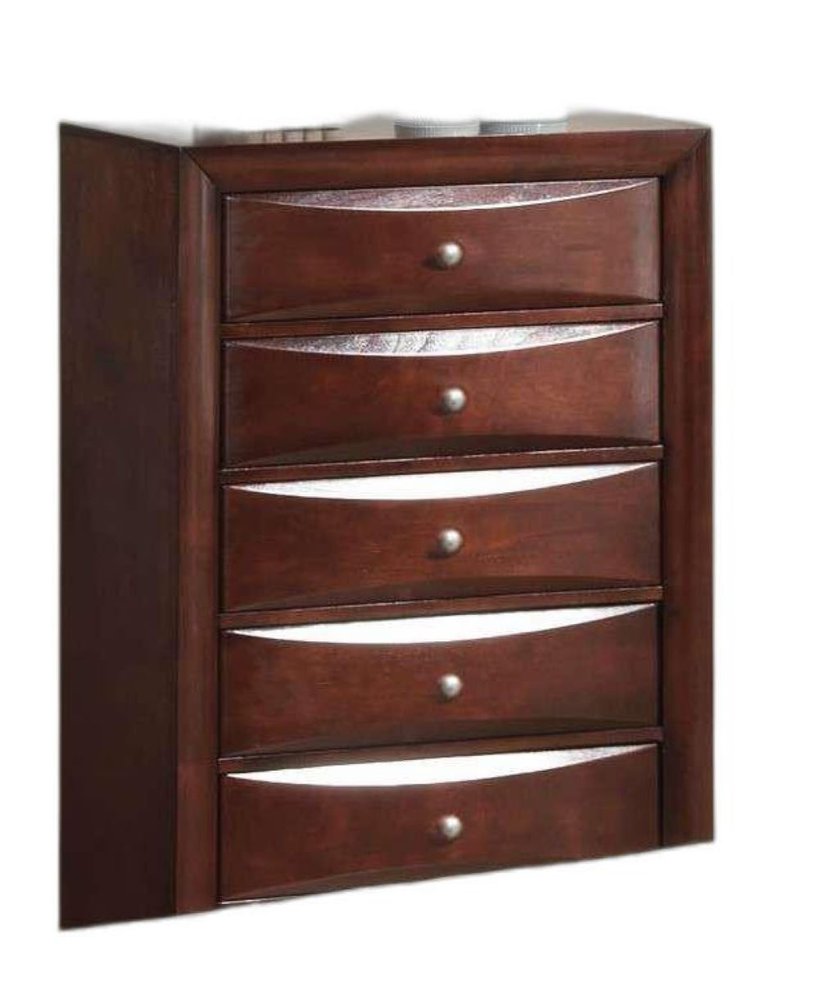 32" Espresso Wood Five Drawer Dresser