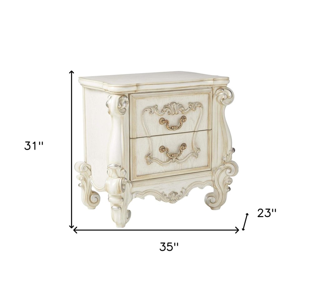 31" Brown Two Drawers Nightstand