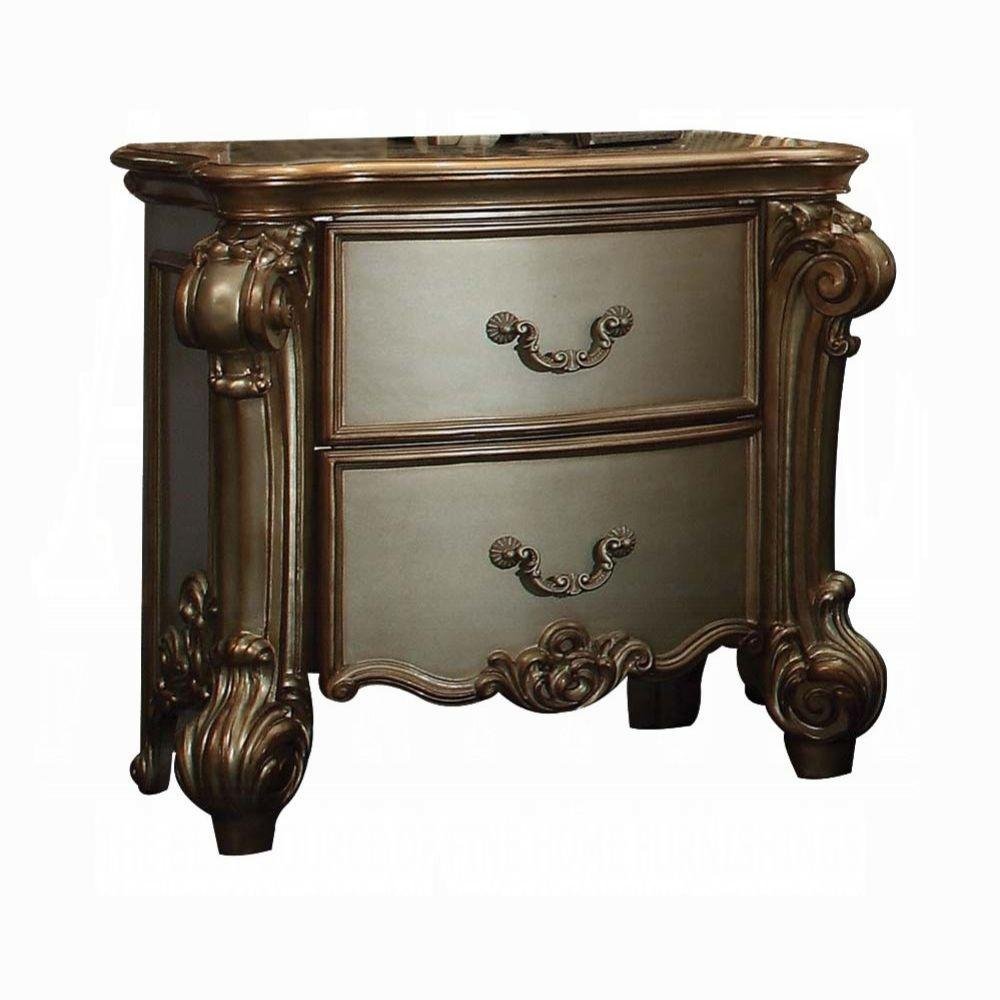 30" Bone Wood Two Drawer Nightstand