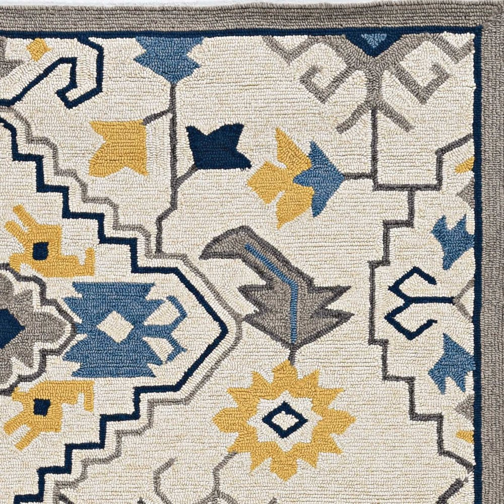 5' X 8' Ivory Abstract Indoor Outdoor Area Rug