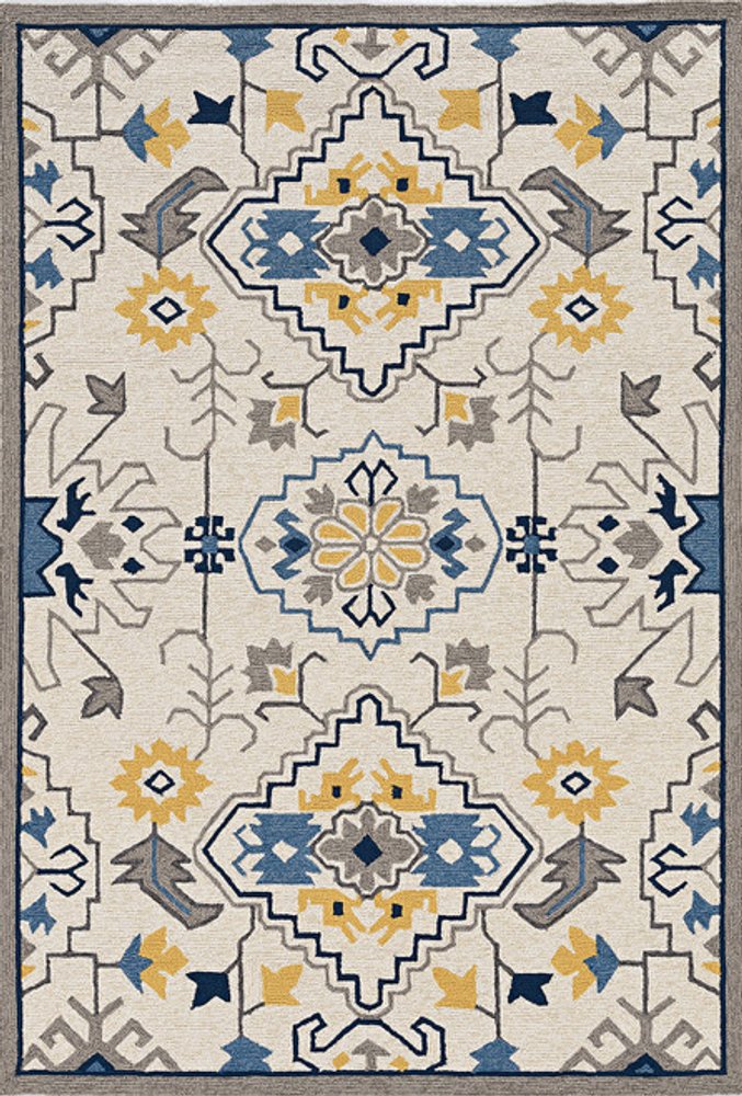 5' X 8' Ivory Abstract Indoor Outdoor Area Rug