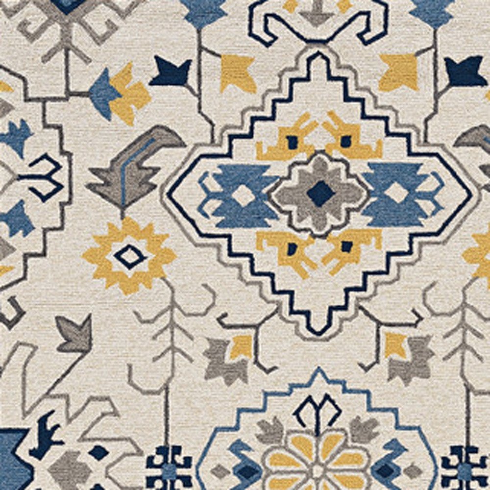 5' X 8' Ivory Abstract Indoor Outdoor Area Rug