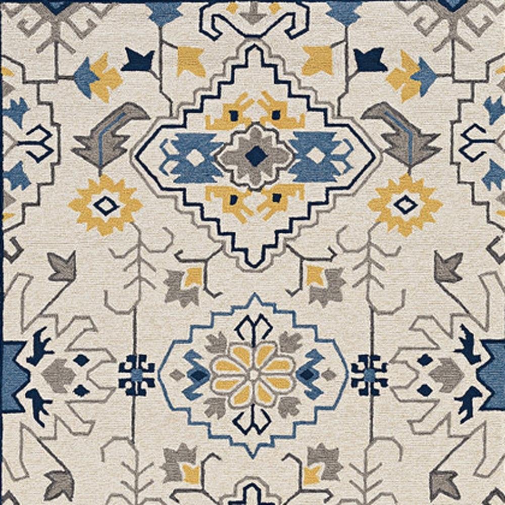 5' X 8' Ivory Abstract Indoor Outdoor Area Rug