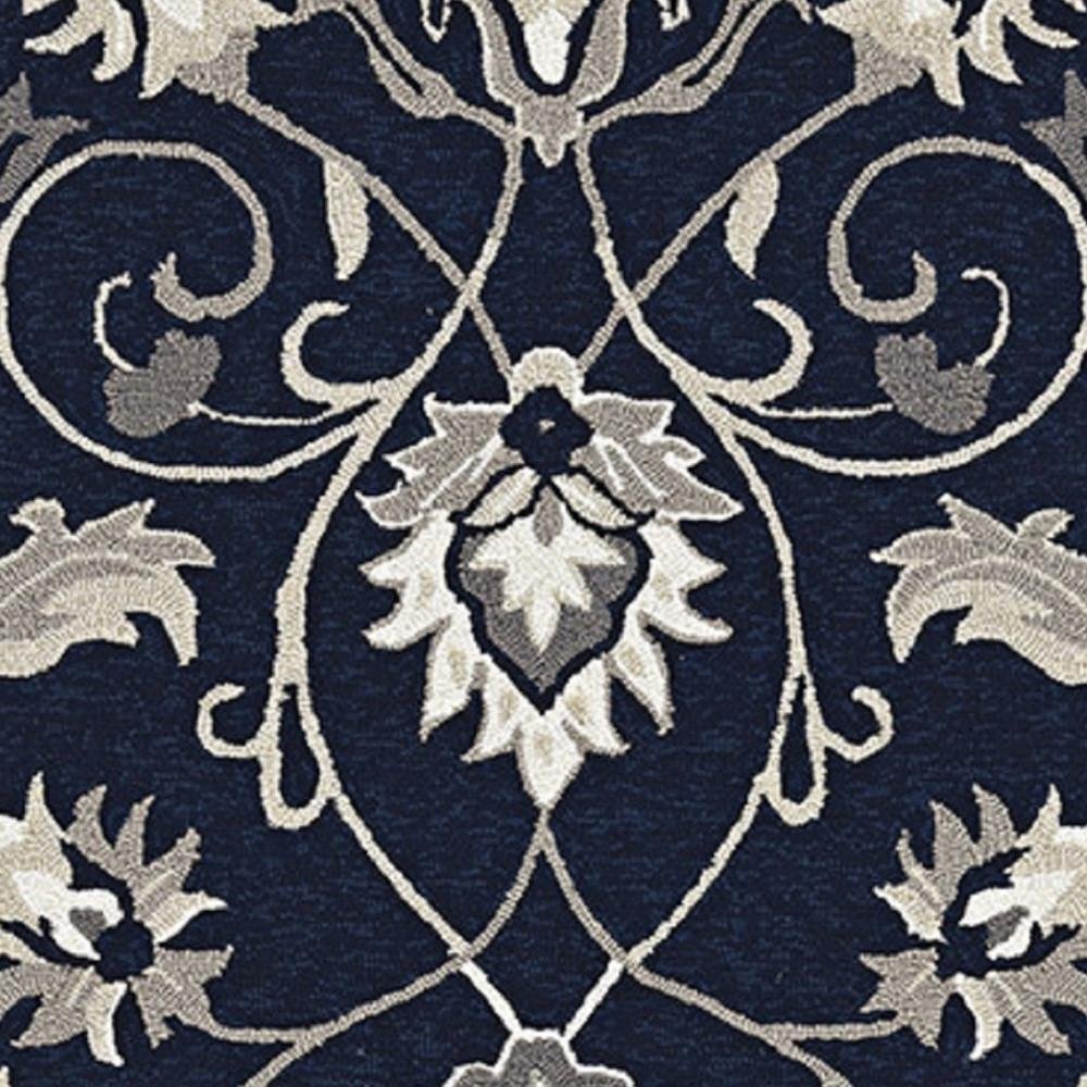3' X 5' Navy Blue Floral Indoor Outdoor Area Rug