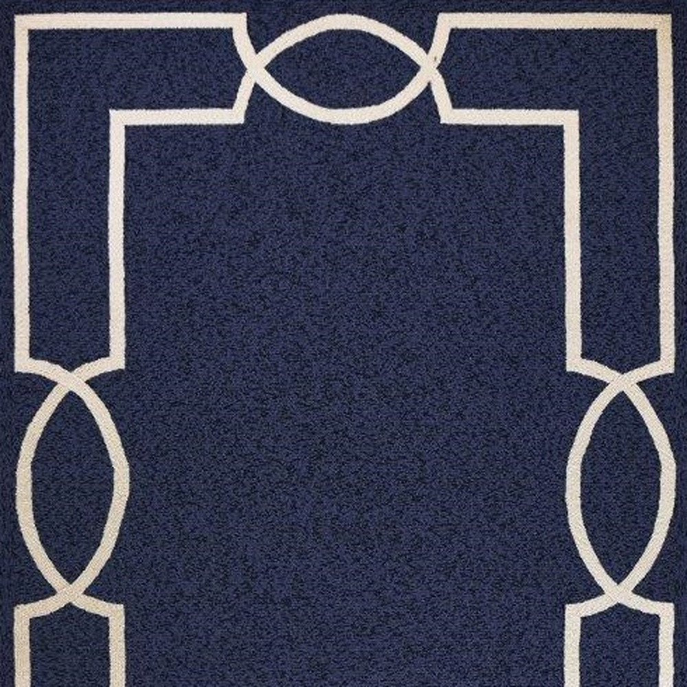 5' X 7' Blue And Ivory Handmade Indoor Outdoor Area Rug