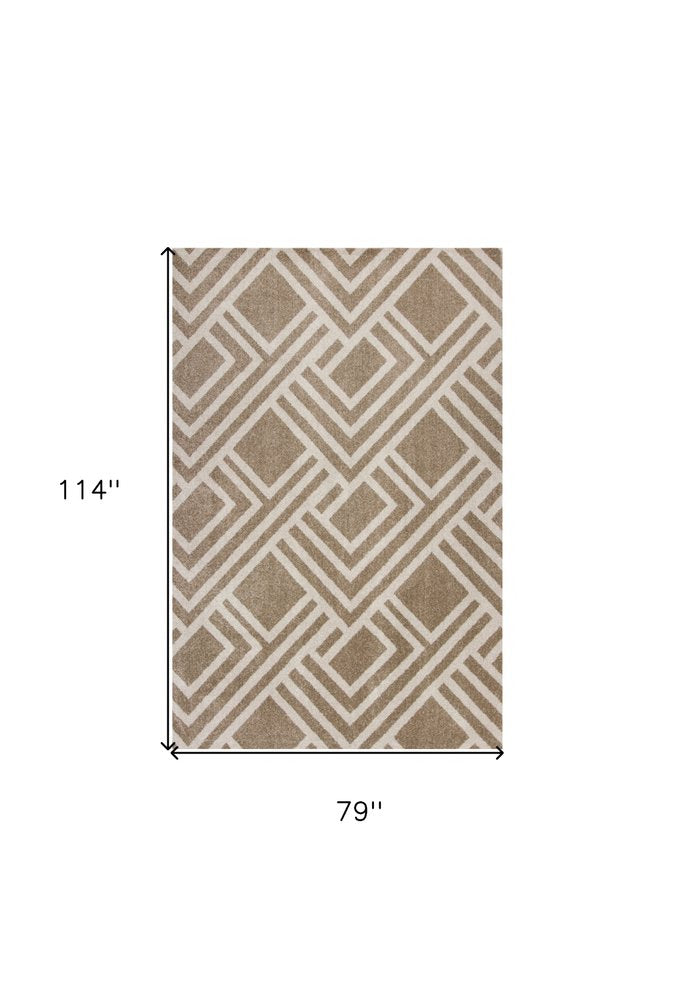 5' X 8' Beige Geometric Indoor Outdoor Area Rug