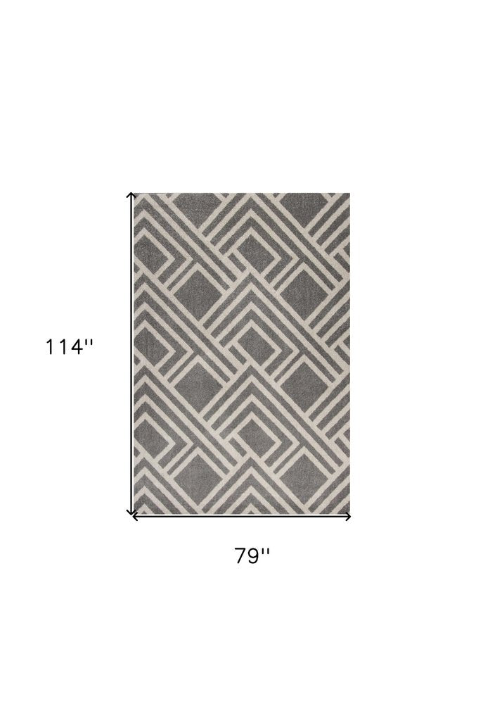 5' X 8' Gray Geometric Indoor Outdoor Area Rug