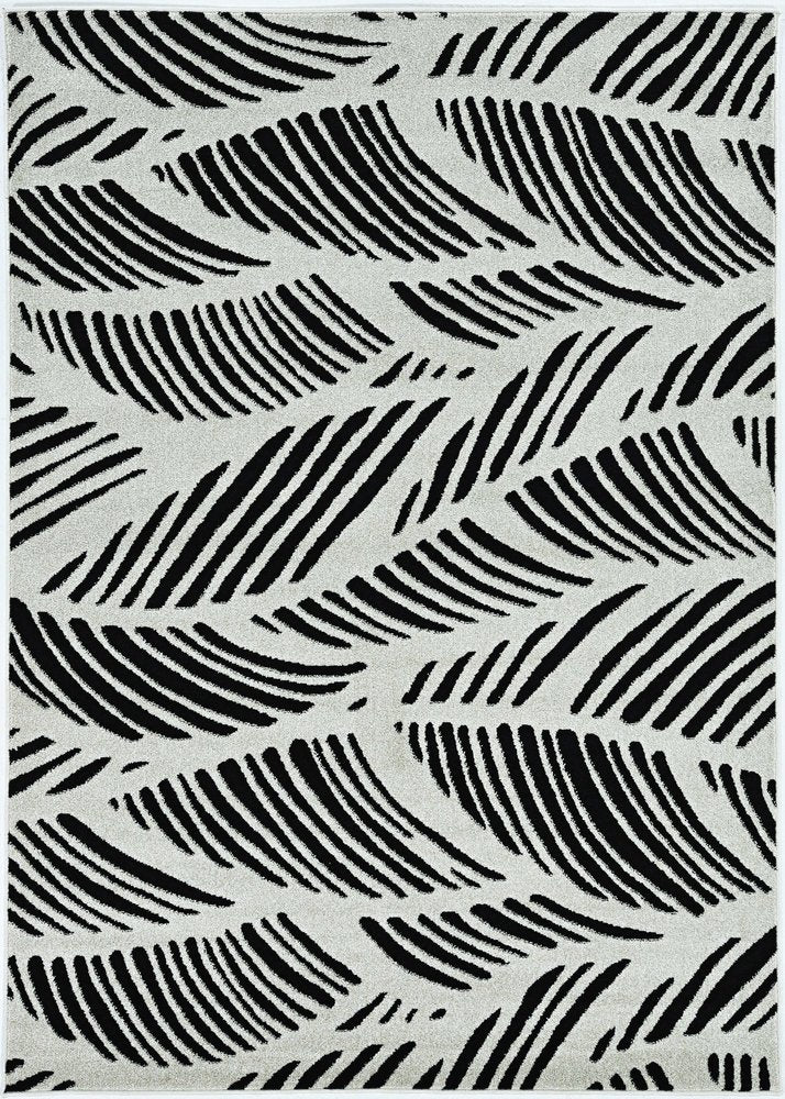 3' X 5' Black And White Floral Indoor Outdoor Area Rug